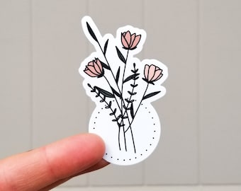 Pastel Florals Sticker // Spring Flowers Sticker // Flower Sticker // Hand Drawn Flowers // Vinyl Sticker // Water Bottle Stickers