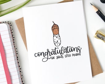 Little Peanut Card // Welcome Baby Card // Congratulations Baby Card // Baby Shower Card // New Baby // Cards for Baby // Cute Baby Card