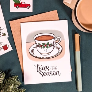 Carte de voeux Teas the Season // Carte de voeux pour les fêtes // Cartes de Noël chétives // Cartes de Noël // Cartes de voeux de Noël // Jolies cartes