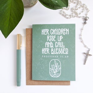 Carte de fête des mères // Ses enfants se sont levés et l'ont appelé Blessed // Cartes pour maman // Cartes pour femmes // Cartes chrétiennes // Cartes religieuses