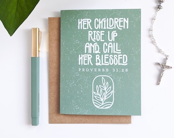 Mother's Day Card // Her Children Rise Up and Called Him Blessed // Cards for Mom // Cards for Women // Christian Cards // Religious Cards