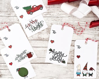 Christmas Gift Tags // Holiday Gift Tags // Cute Gift Tags // Calligraphy Christmas Tags