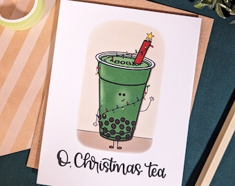 O Christmas Tea Greeting Card // Bubble Tea Card // O Christmas Tree // Christmas Cards // Holiday Greeting Cards // Pretty Cards