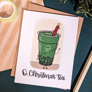 O Carte de voeux thé de Noël // Carte Bubble Tea // O Sapin de Noël // Cartes de Noël // Cartes de voeux pour les Fêtes // Jolies cartes