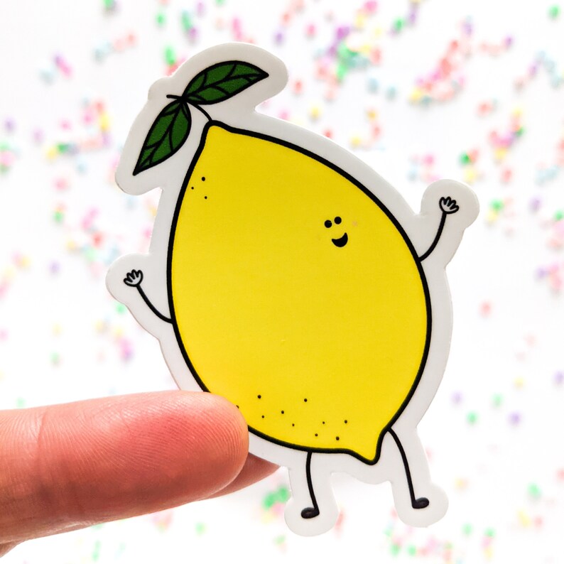Lenny the Lemon Sticker // Vinyl Sticker // Cute Stickers // Lemons // Lemonade // Just for Fun Gifts // Fruit Stickers image 1