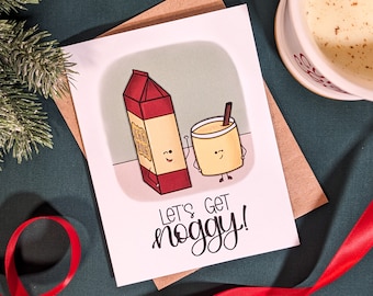 Let's Get Noggy Christmas Card // Punny Christmas Card // Egg Nog // Christmas Cards // Holiday Greeting Cards // Pretty Cards / Punny Cards