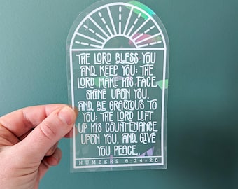 Rainbow Suncatcher Sticker: The Lord Bless You, Christian Decal
