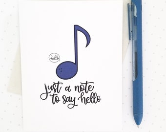 Just a Note to Say Hello Card // Hello Card // Just Because Card // Music Teacher Card // Punny Card / Punny Cards