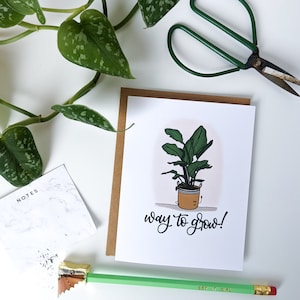 Carte Façon de grandir // Carte de félicitations // Carte d'encouragement // Félicitations // Amateur de plantes // Cartes de chérubin / Cartes de chérubin