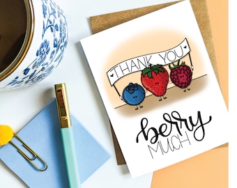 Thank You Berry Much Card // Thank You Card // Thank You Very Much Card // Berries // Punny Cards/ Punny Cards