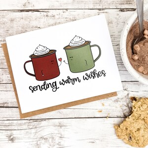 Carte de voeux chaleureuse // Cartes de Noël mignonnes // Cartes de vœux // Cartes d'hiver // Cartes de chocolat chaud // / Cartes de chérubins