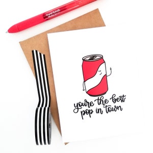 Best Pop in Town Card // Funny Father's Day Card // Father's Day Card // Papa Card // Food Puns // Dad Birthday Card // Papa Birthday Card