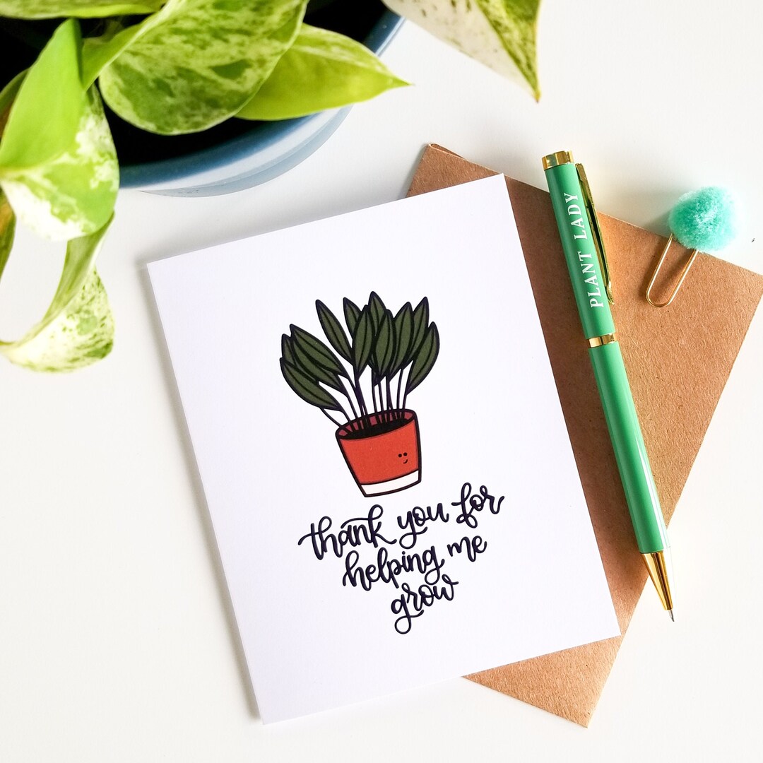 Thank You for Helping Me Grow Card // Thank You Card // Mother's Day ...