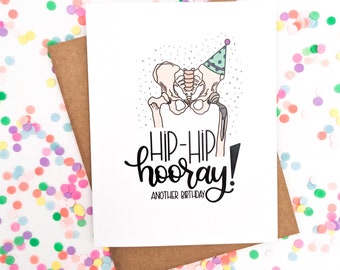 Hip Hip Hooray Another Birthday Card // Birthday Card // You're Old Card // Getting Old Card / Punny Cards
