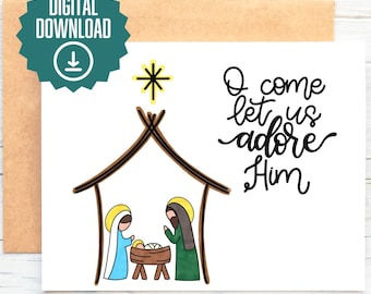 Tarjeta de Navidad: Venid y adorémosle (Descarga digital)
