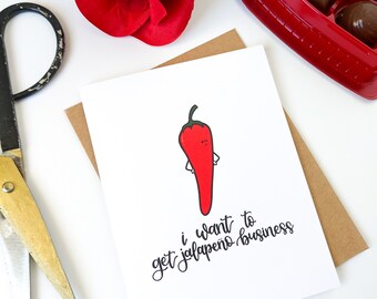 Jalapeno Business Card // Valentine Card // Hot Stuff Card // Love Puns // Punny Card // Spicy Cards / Punny Cards