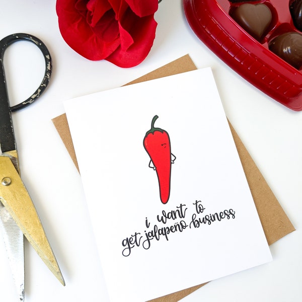 Jalapeno Business Card // Valentine Card // Hot Stuff Card // Love Puns // Punny Card // Spicy Cards / Punny Cards