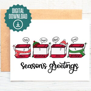 Season&#39;s Greetings Card // Punny Christmas Card // Digital Download Christmas Card // Printable Christmas Card
