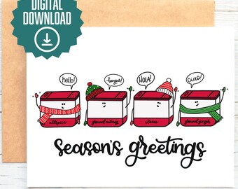 Tarjeta de felicitación navideña con Punny: Especias navideñas (Descarga digital)