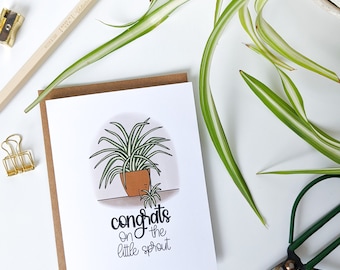 Congrats on the Little Sprout Card // Baby Card // Congratulatory Baby Card // Expecting a Baby Card // Plant Lover // Plant Puns