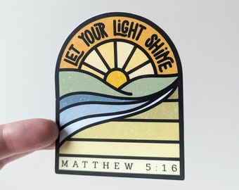 Let Your Light Shine Sticker // Christian Sticker // Catholic Stickers // Waterproof Stickers // Laptop Decals // Water Bottle Stickers
