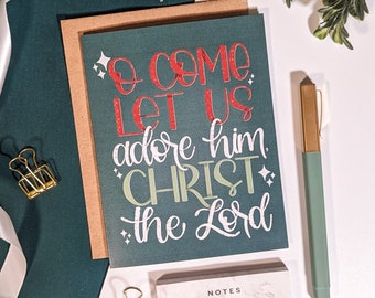 O Come Let Us Adore Home Greeting Card // Christmas Cards // Holiday Greeting Cards // Pretty Cards