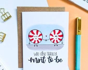 Mint to Be Greeting Card // Meant to Be // Couple Card // Anniversary Card // Engagement Card // Valentine Card / Punny Cards