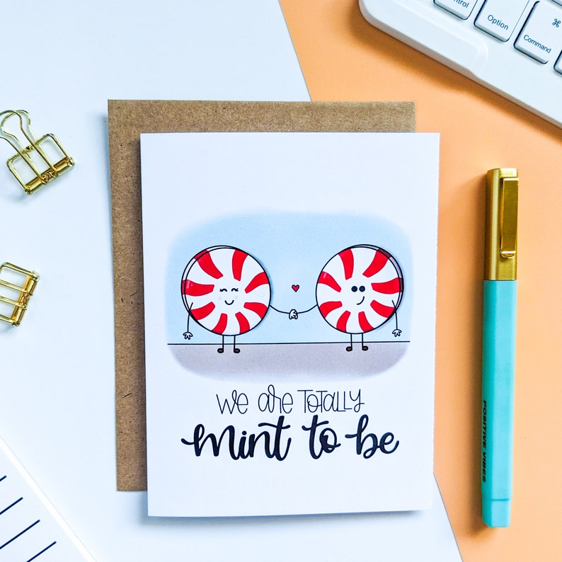 Mint to Be Greeting Card // Meant to Be // Couple Card // Anniversary Card // Engagement Card // Valentine Card / Punny Cards image 1
