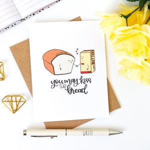 Carte Vous pouvez embrasser le pain / / Cartes de mariage / Cartes de mariage drôles / Jeux de mots pour mariage / / Cartes Kiss the Bride / Punny