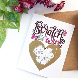 Carte de voeux à gratter et à gagner // Carte de Saint-Valentin // Carte à gratter et à gagner // Carte d'anniversaire/ Cartes de chérubin