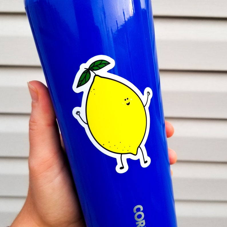 Lenny the Lemon Sticker // Vinyl Sticker // Cute Stickers // Lemons // Lemonade // Just for Fun Gifts // Fruit Stickers image 3