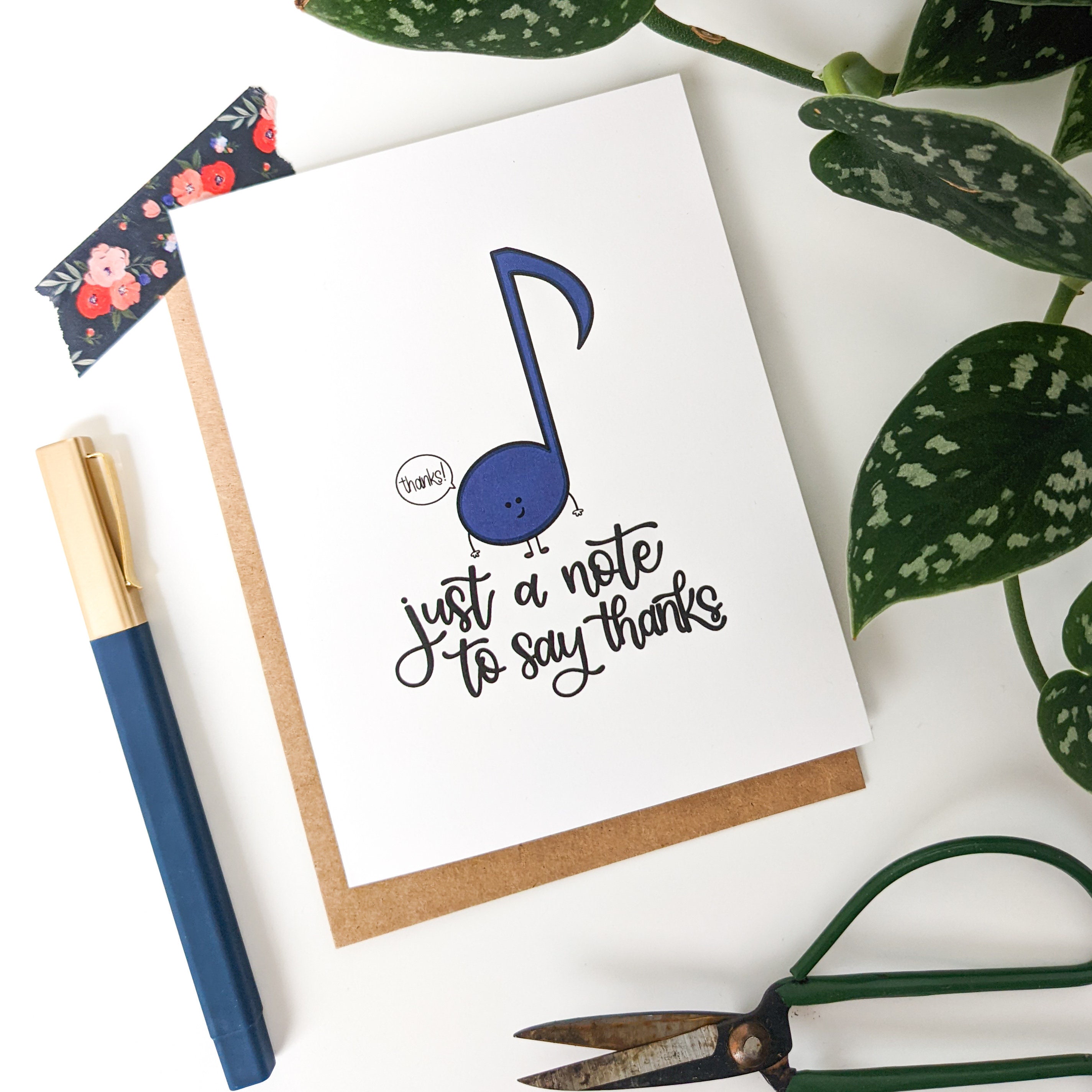 Just A Note to Say Thanks Card // Thank You Card // Appreciation Card ...