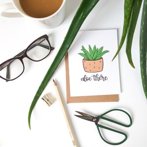 Carte Aloe There // Carte de jeu de mots // Carte Amoureux des plantes // Carte Juste parce que // Jeux de mots plantes // Carte Hello There/ Cartes de calembour