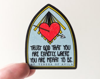 Trust God Sticker // St Teresa of Avila // Catholic Stickers // Waterproof Stickers // Laptop Decals // Water Bottle Stickers