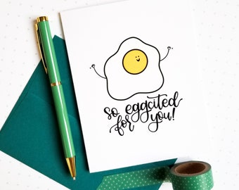 So Eggcited Card // Celebrate Card // Happy For You Card // Punny Card // Good News Card // Excited for You Card // Graduation Card