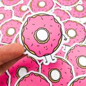 Doug the Donut Vinyl Sticker // Donut Sticker // Donut Man // Donut Lover // Waterbottle Decal // Laptop Decal // Waterproof Sticker