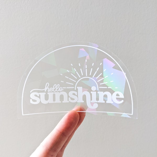Hello Sunshine Suncatcher Sticker: Rainbow Window Decal