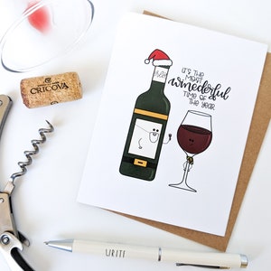 Carte de voeux C'est la période la plus vinicole / / Carte de vœux / Carte de Noël drôle / / Jeux de mots de Noël / Cartes de petit-chien