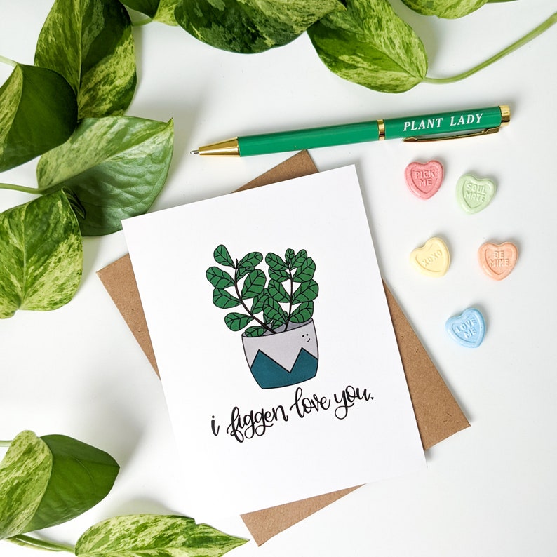 I Figgen Love You Card // Pun Card // Fiddle Leaf Fig Card // Anniversary Card // Valentine's Day Card // Plant Lover Card / Punny Cards Bild 1