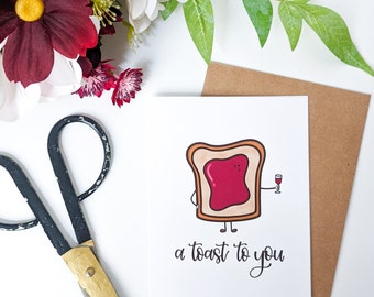 A Toast to You Card // Celebrate Card // Birthday Card // Retirement Card // Graduation Card // Punny Card // Achievement Card / Punny Cards