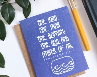 Baptism Card // One Lord One Baptism // Christian Cards // Religious Cards