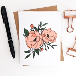 Carte vierge florale// Cartes vierges/Jolies cartes vierges/Carte vierge fleur//Carte de sympathie//Belles fleurs/Cartes chérubins