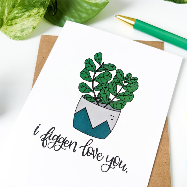 I Figgen Love You Card // Pun Card // Fiddle Leaf Fig Card // Anniversary Card // Valentine's Day Card // Plant Lover Card / Punny Cards Bild 2