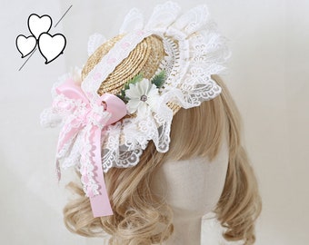 Pink Fascinator Hat, Wedding Fascinator, Lolita Lace Hat, Prom Hat, Decorative Fancy Hat, GH003