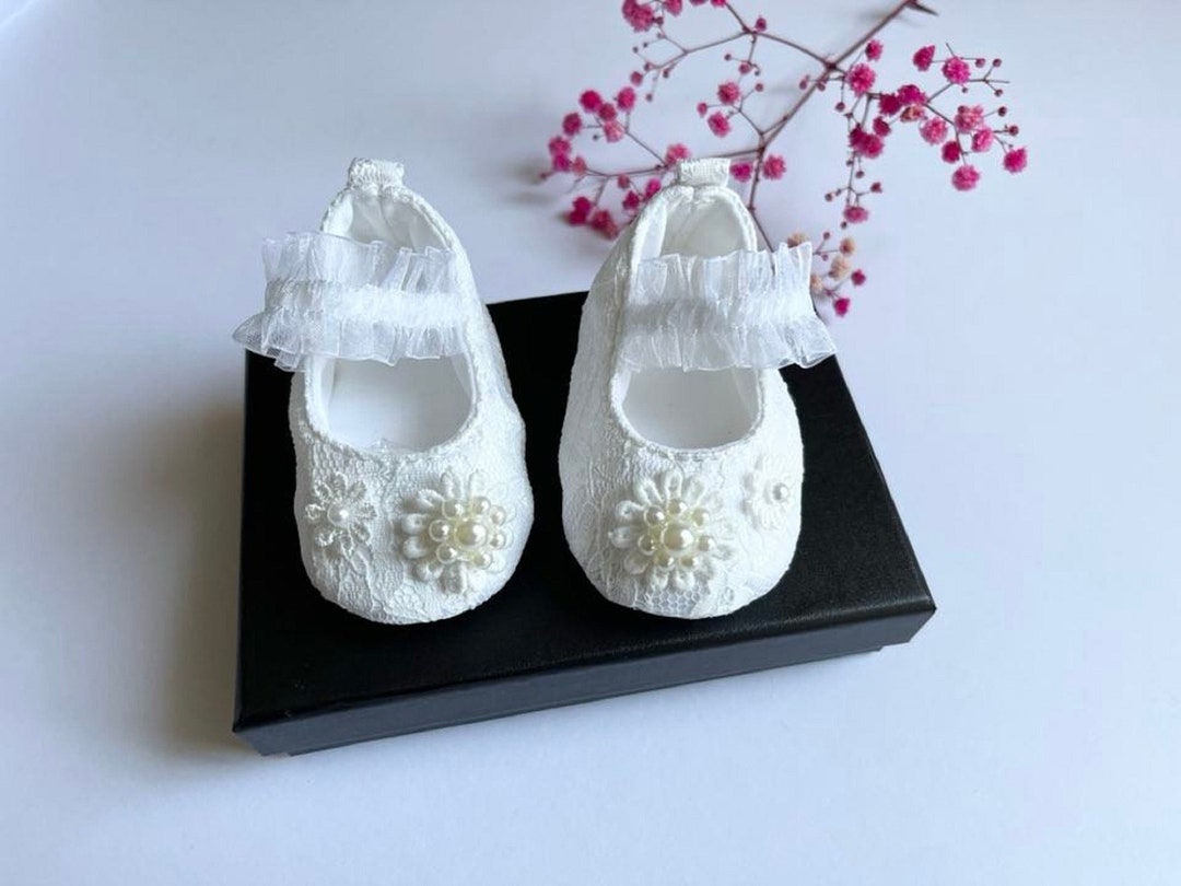 0-12 Months / White / Baby Shoes, Baby Christening Shoes, Newborn Baby ...