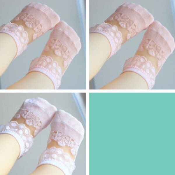 9-11cm / Pure White, Pink / Girls Lace Socks, Christening Socks, Toddler Girls Ankle socks, Cotton Lace Socks LS003