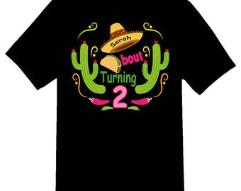 Taco zwei Geburtstags-Shirt, personalisiertes Mädchen-Fiesta-T-Stück
