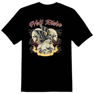 Hell rider eagle skulls 439 black or white Tee Shirt