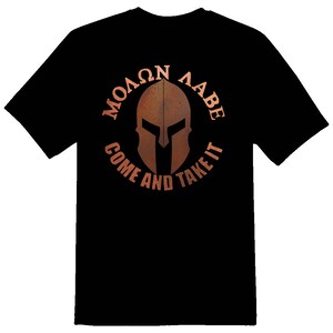 Molon labe spartan helmet brass 2nd amendment black or white tee ar15 gun rights