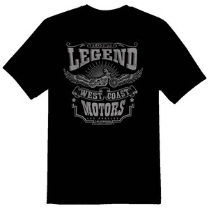 West coast motors American Legend Los Angeles black or white tee motorcycle